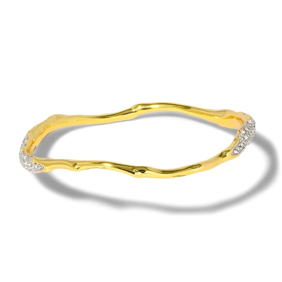 Alexis Bittar Solanales Gold Crystal Skinny Bangle Bracelet - Picture 5 of 8